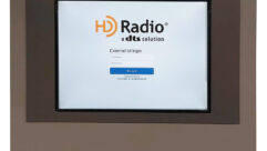 Front panel of Nautel GV 2 transmitter with HD Radio logo and user login on the screen