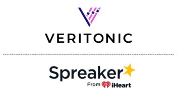 Logos of Veritonic and Spreaker by iHeart