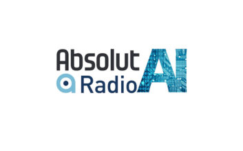 Logo of Absolut Radio AI with the letters AI in a stylized font that suggests high technology