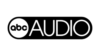 logo of ABC Audio in black and white lettering on a horizontal oval