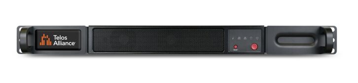 Front view of the Telos Alliance AP3000, a black electronics product that occupies a single standard rack space