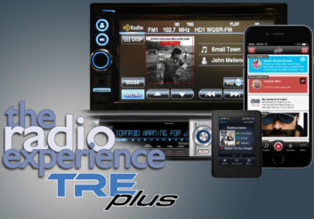 Promotional image for The Radio Experience TREplus showing metadata on several device screens