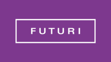 Futuri logo in white letters in a box on a purple background