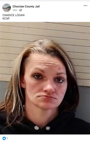 Candice logan in a photo on the Facebook page of the Choctaw County Jail.