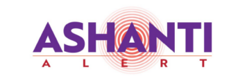 The words Ashanti Alert with an image of broadcast waves behind the lettering