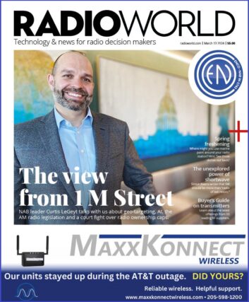 Cover of Radio World with a photo of Curtis LeGent in a conference room of the National Association of Broadcasters headquarters