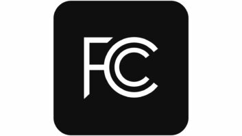 An FCC packaging mark icon consisting of white letters on a black background, with the second letter C embedded within the first