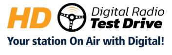 Logo for the Nautel Digital Test Drive program, with a car steering wheel next to the text