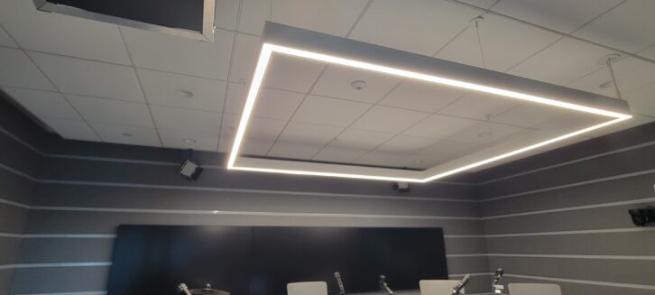 LED lighting array in the iHeartMedia studios in Miami.