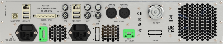The rear of a 2U Aqua Cobalt transmitter with the dual PSU.