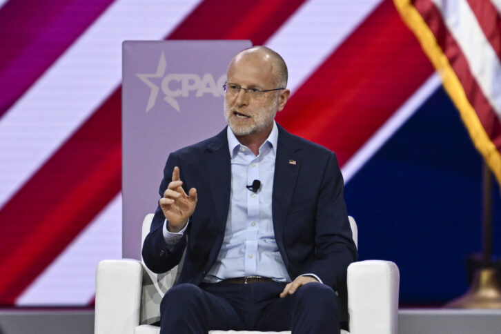 FCC Commissioner Brendan Carr is shown at the Conservative Political Action Conference in National Harbor, Md., last February.Credit: Celal Gunes/Anadolu via Getty Images)