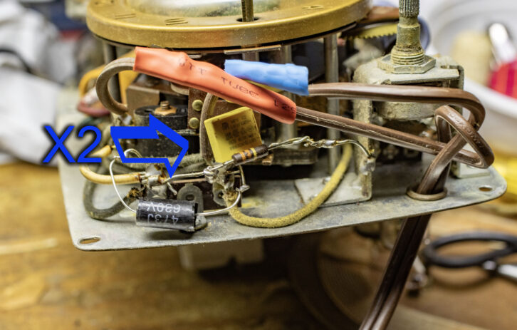 A new X2 safety cap is in position and the AC cord heat shrink tubing will be heated.