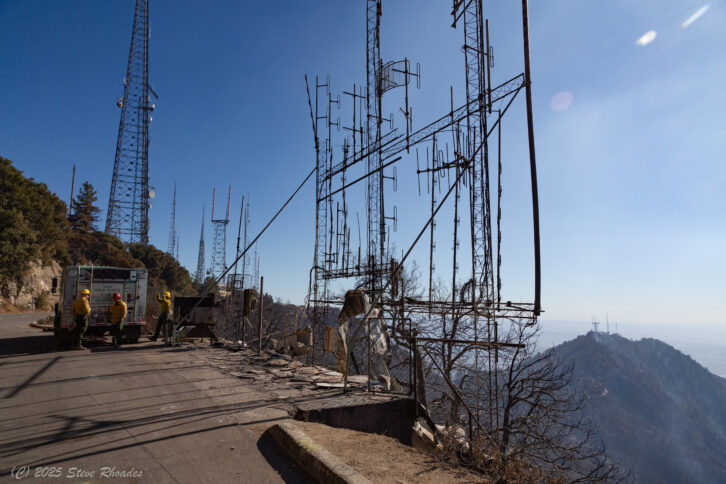 Photo from Mt. Wilson, with Mt. Harvard in the right background, courtesy of Steve Rhoades, KABC(TV) broadcast systems specialist.