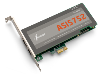 An audio sound card with the Audioscience logo and orange letters ASI5752