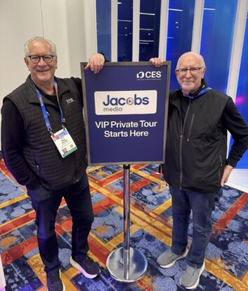 Fred and Paul Jacobs from Jacobs Media pose at CES 2025.