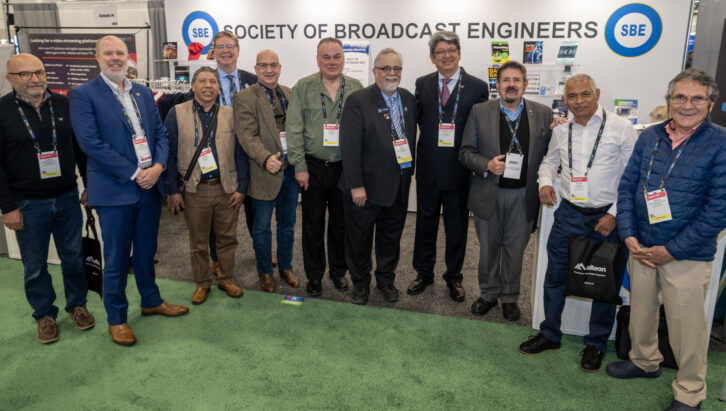 Representatives of AMITRA, the Mexican Association of Broadcast Engineers and Technicians, mingled with their peers at the the SBE booth at last year’s convention.Credit: Photo by Jim Peck