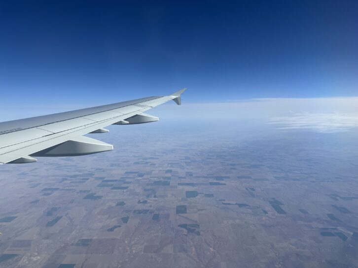 Flying over the plains.