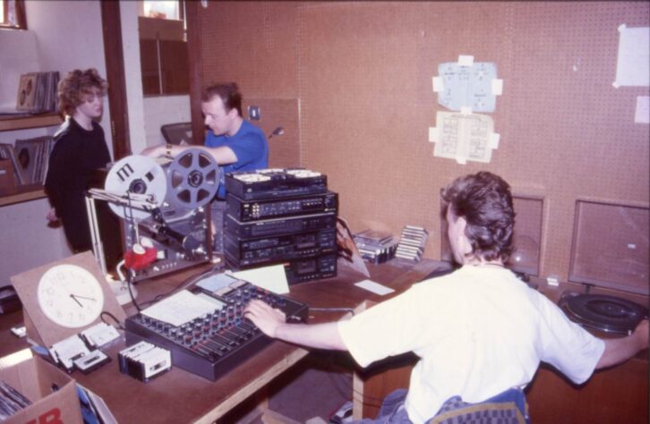 At KTOK radio in North West Ireland, Russell Padmore in middle, with DJ Tara Brady to the left.