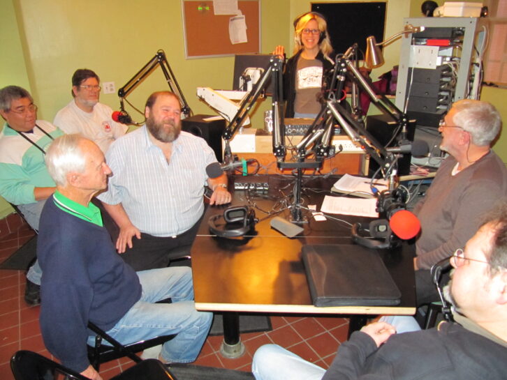 Celebrating the 25th anniversary of the program in 2012 were, from left around the circle, Alan Roberts, Howard Gontovnick, Vernon Ikeda, James Hay, Janice Laws (standing), Sheldon Harvey and David Asselin.