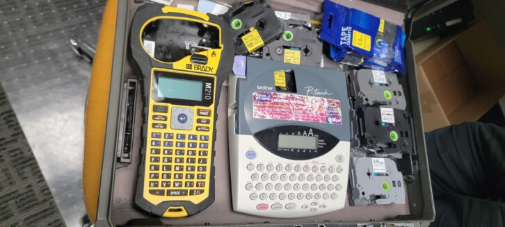 Keep labelers and supplies in one place.