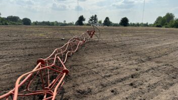 A look at the tower that collapsed at WRDT's daytime antenna site. Credit: Cris Alexander