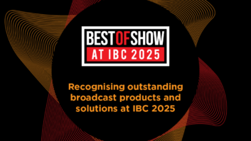 A colorful logo with the words Best of Show at IBC 2025, and the phrase "recognizing outstanding broadcast products and solutions at IBC 2025"