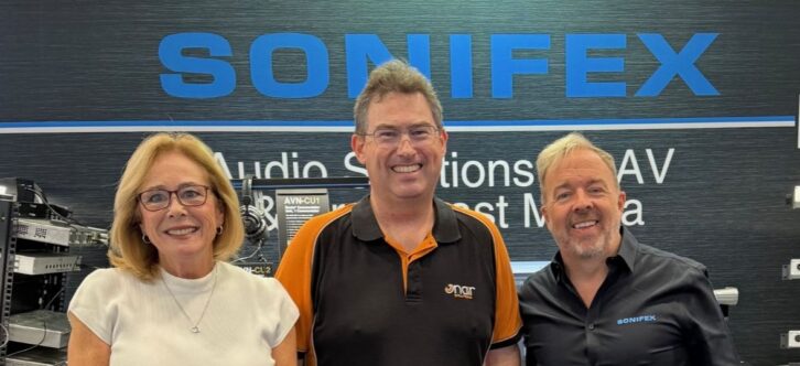 Karen Olliver (Sonifex Australia), Paul Dengate (OnAir Solutions), Marcus Brooke (Sonifex UK)
