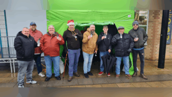 Presenters on launch day at the first remote broadcast.