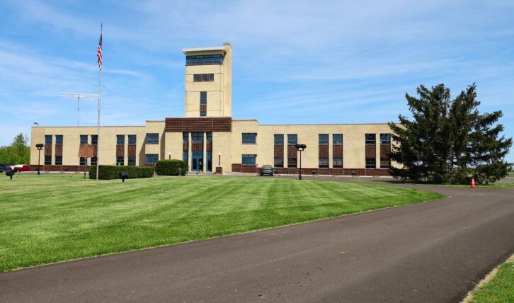 Caption:While the exterior of the 30,000-square-foot former VOA “Bethany” transmitting facility appears much as it did in 1943, the interior has been transformed into a world-class museum of broadcasting history.  

