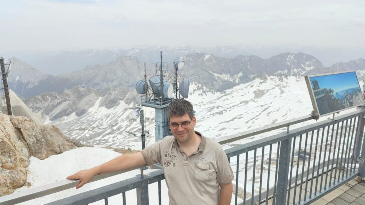 Sjef Verhoeven at Zugspitze in the Alps, the highest point in Germany at 9,718 feet.