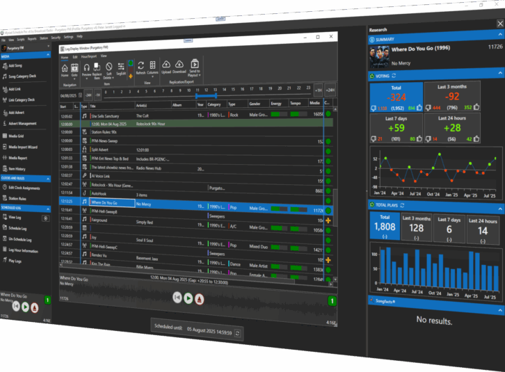 Broadcast Radio's Myriad Schedule Pro software.