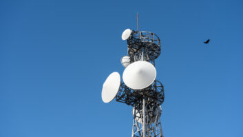 Mobile telecommunication tower on the mountain