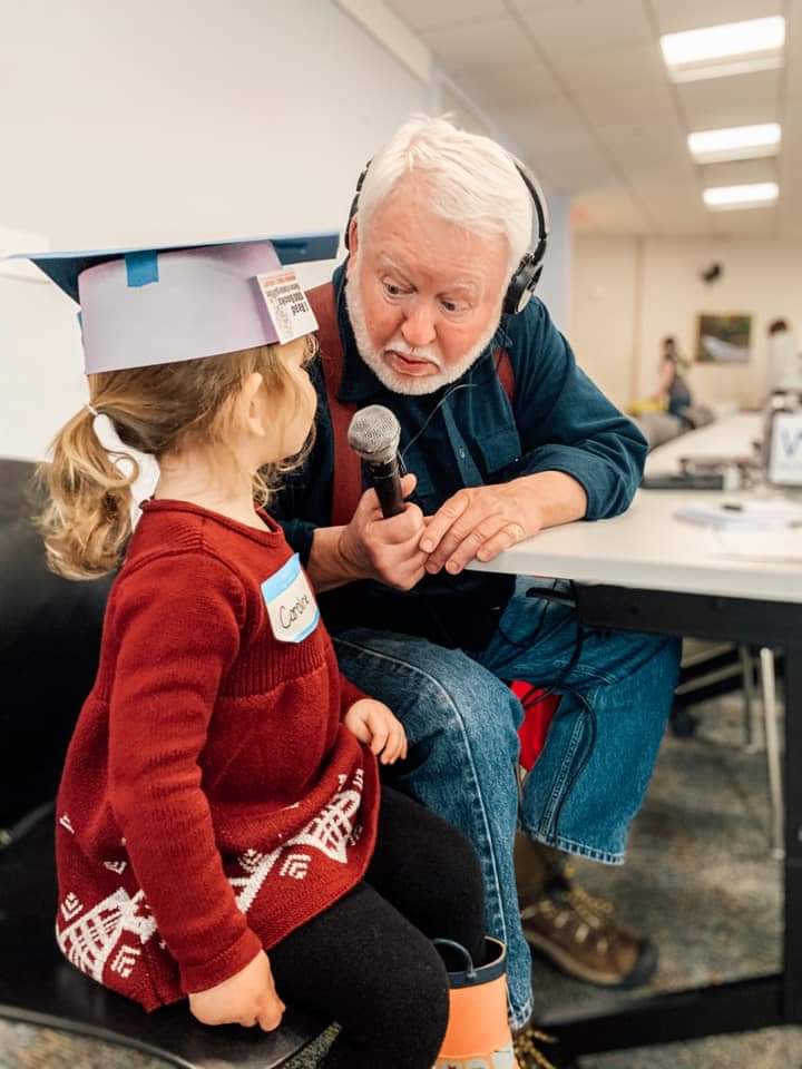 Davis interviews one of WVMO's youngest listeners.