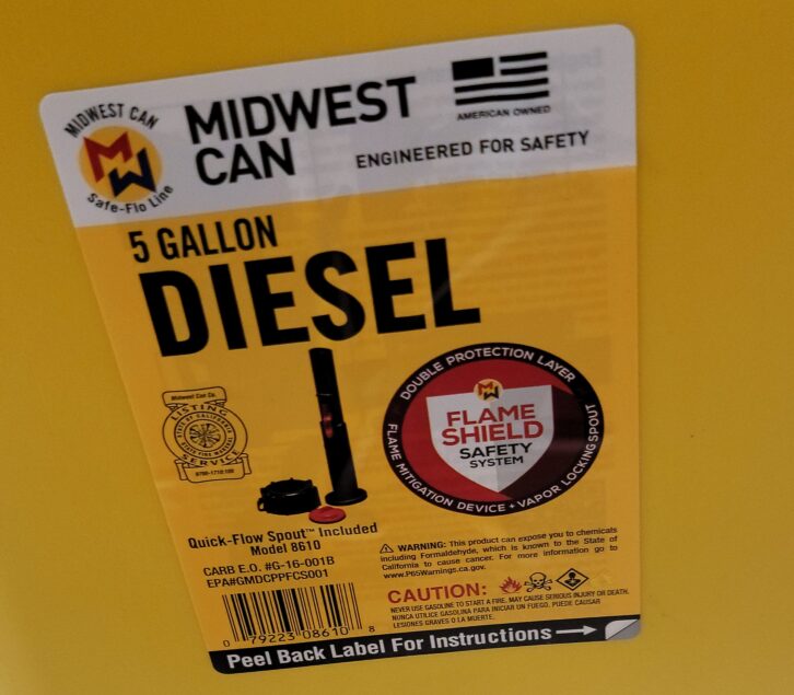 Fig. 1: Invest in a properly labeled fuel canister.