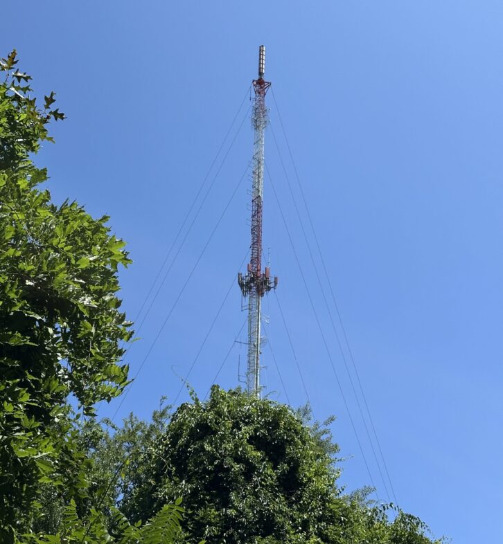 This tower in West Barnstable, Mass., is home to 99.9 WQRC(FM), 100.5 W263CU(FM), 101.1 WHYA(FM) and 102.9 WPXC(FM). 