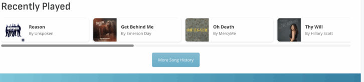 Last songs played on KJRH's website.