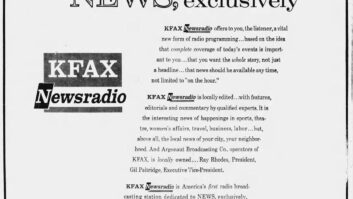 An 1100 KFAX Newsradio ad, from John Schneider's website, the Radio Historian.