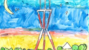 A children's drawing of a radio tower