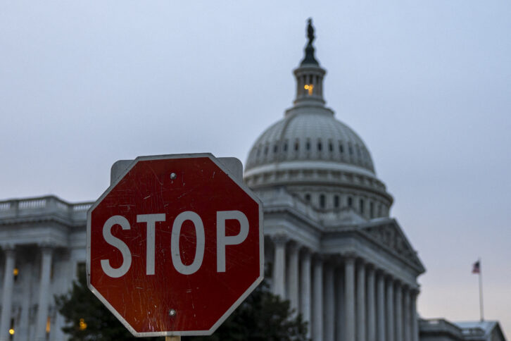 A view of the U.S. Capitol on September 30, 2025, in Washington, DC. Lawmakers face a looming deadline to reach a bipartisan funding agreement before midnight, or risk triggering a federal government shutdown. (Photo by Mehmet Eser / Middle East Images via AFP) (Photo by MEHMET ESER/Middle East Images/AFP via Getty Images)