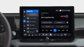 A car dashboard infotainment system display