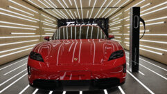 Porsche Taycan GTS vehicle is on display during the 21st Shanghai International Automobile Industry Exhibition. Credit: Yan Minglei/VCG via Getty Images