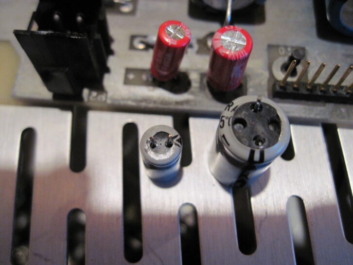 Fig. 2: A comparison of the old and new replacement capacitors.