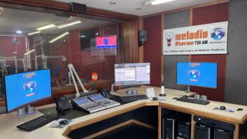 A DHD SX2 production mixer in the main studio at Cadena Melodia in Colombia.