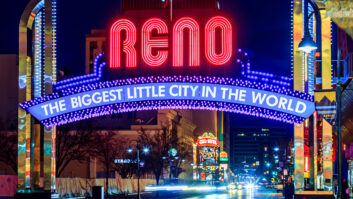 Reno famous downtown sign - Reno, Nevada, USA.