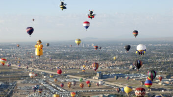 ALBUQUERQUE, NM - OCTOBER 2: An aerial view is seen as the balloons take off during the 33rd annual Albuquerque International Balloon Fiesta "Freedom in the Air" with over 750 balloons and 100,000 specators on October 2, 2004 in Albuquerque, New Mexico. (Photo by John Bashian/Getty Images)