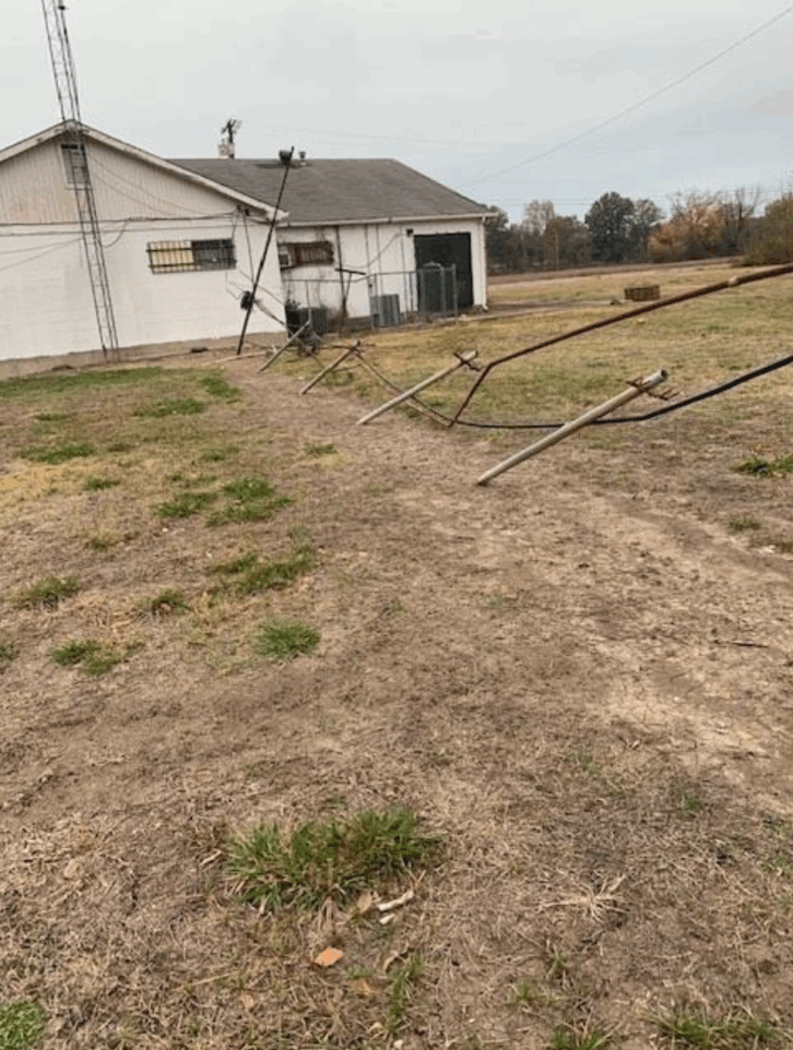 The tower in question is located right next to the broadcast studio for WDMS and WGVU. From the STA filing.