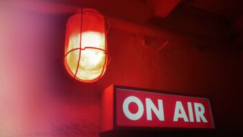 "On Air" sign with red light