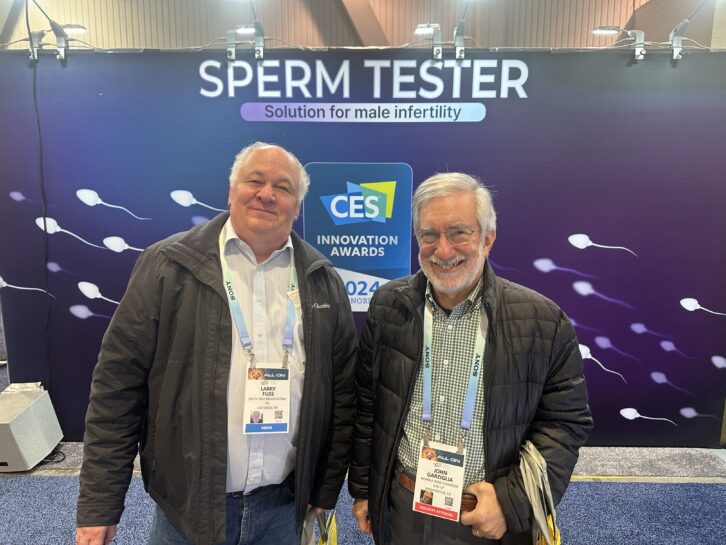 Larry Fuss, radio station owner with stations in American Samoa, Lihue, HI and Cleveland, MS, along with John Garziglia, at the CES 2024 convention. 