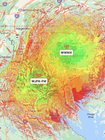 Class B FMs 106.5 WWMX(FM) in Baltimore and 106.7 WJFK(FM) in Manassas, Va., are 44 miles from each other.