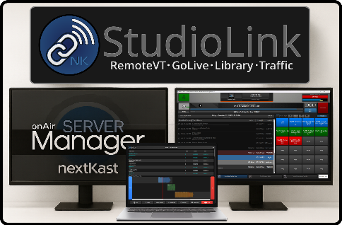 A promotional montage of NextKast product screens